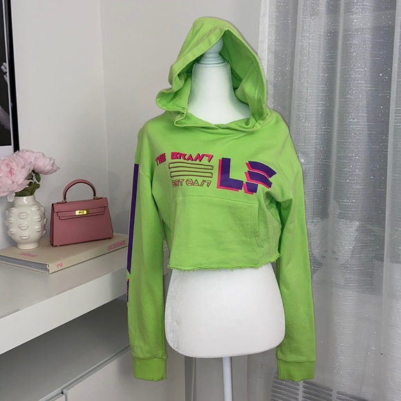 LF Tops - Cropped LF Lime Green Sweatshirt